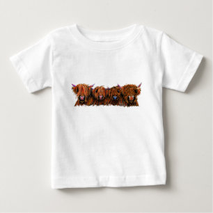 Camiseta De Bebé Escocés de la impresión de la vaca de la montañ