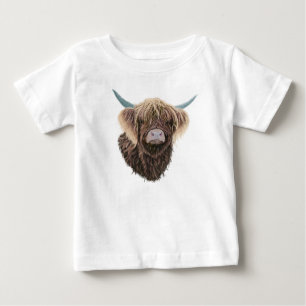 Camiseta De Bebé Escocia Highland Cow Charlie con pelo resistente
