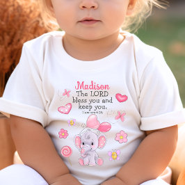 Camiseta De Bebé Escritura cristiana bendiciendo a un elefante rosa