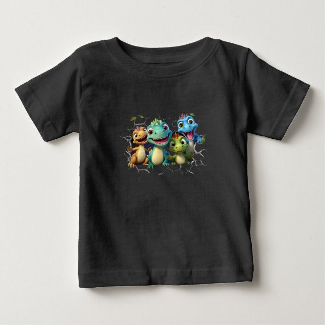 Camiseta De Bebé "Escuadrón de Dinosaurios Adorables" (Anverso)