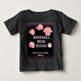 Camiseta De Bebé Escuadrón de Mamá de Béisbol Personalizado con Nom