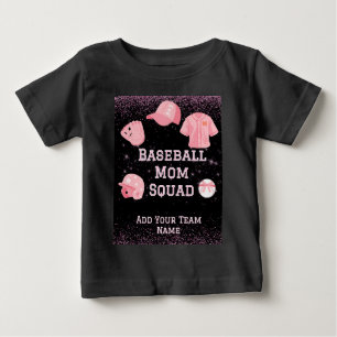 Camiseta De Bebé Escuadrón de Mamá de Béisbol Personalizado con Nom