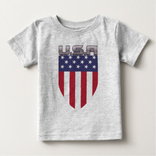 Camiseta De Bebé Escudo de bandera estadounidense Patriótico USA