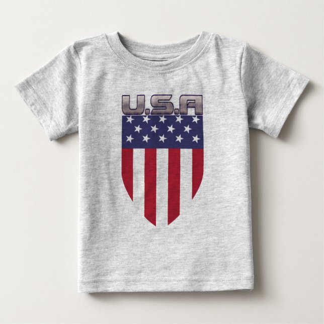 Camiseta De Bebé Escudo de bandera estadounidense Patriótico USA (Anverso)