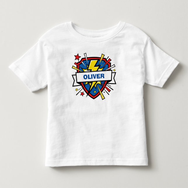 Camiseta De Bebé Escudo de superhéroe lindo y rayo (Anverso)