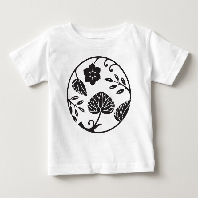 Camiseta De Bebé Escudo japonés 0048 - flores y hojas (Anverso)