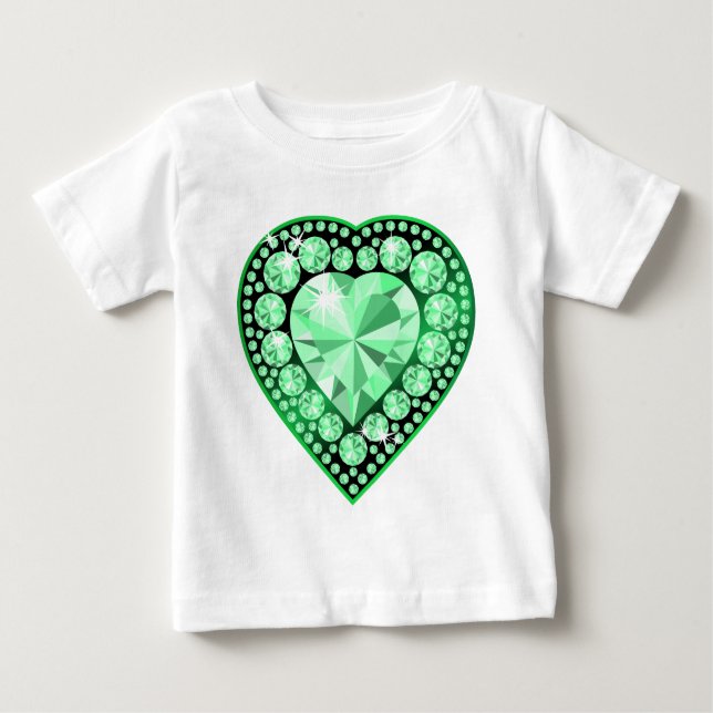 Camiseta De Bebé Esmeralda Gem Heart (Anverso)