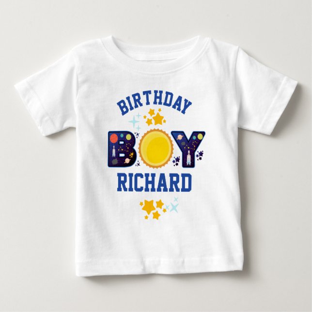 Camiseta De Bebé Espacio para niños de cumpleaños | Galaxia Planeta (Anverso)