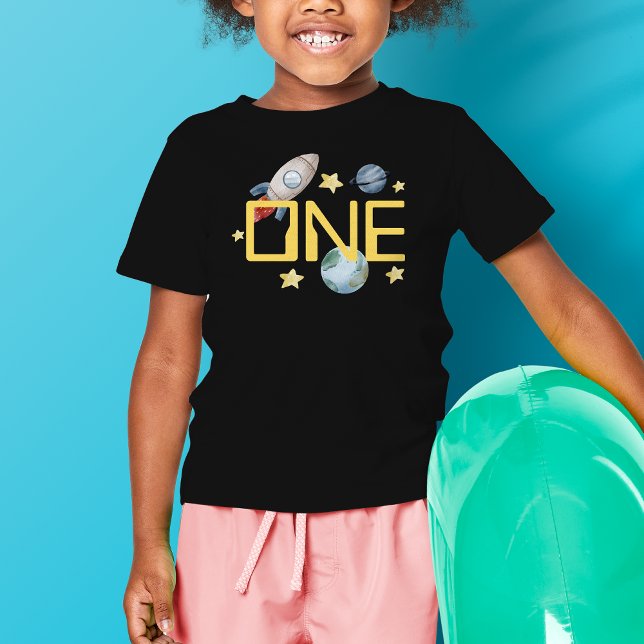 Camiseta De Bebé Espacio Primer Viaje Fiesta de Cumpleaños Alrededo (Space Birthday Party Shirt)
