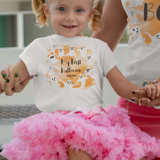 Camiseta De Bebé Espectacular acuarela de fiesta fantasma de Hallow (My First Halloween T-shirt)