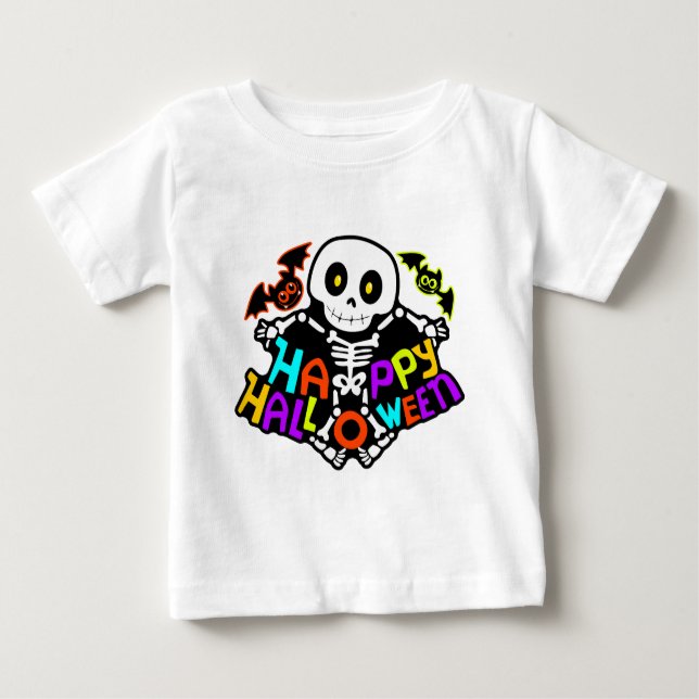 Camiseta De Bebé Espectacular esqueleto de Halloween y diseño de mu (Anverso)