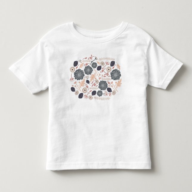 Camiseta De Bebé Espectáculo De Repetición Floral De Peach Gris Gri (Anverso)