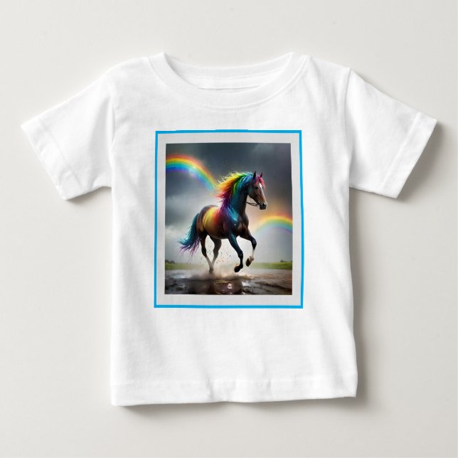 Camiseta De Bebé Espectro de Gracia: Caballo Arcoíris Debajo de Arc (Anverso)