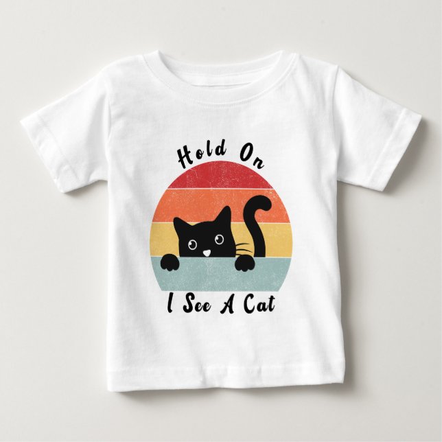 Camiseta De Bebé Espera, Veo Un Gato, Gracioso Gato (Anverso)