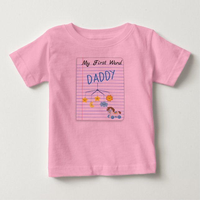Camiseta De Bebé Esperando papel de nota de bebé de mi primer papi  (Anverso)