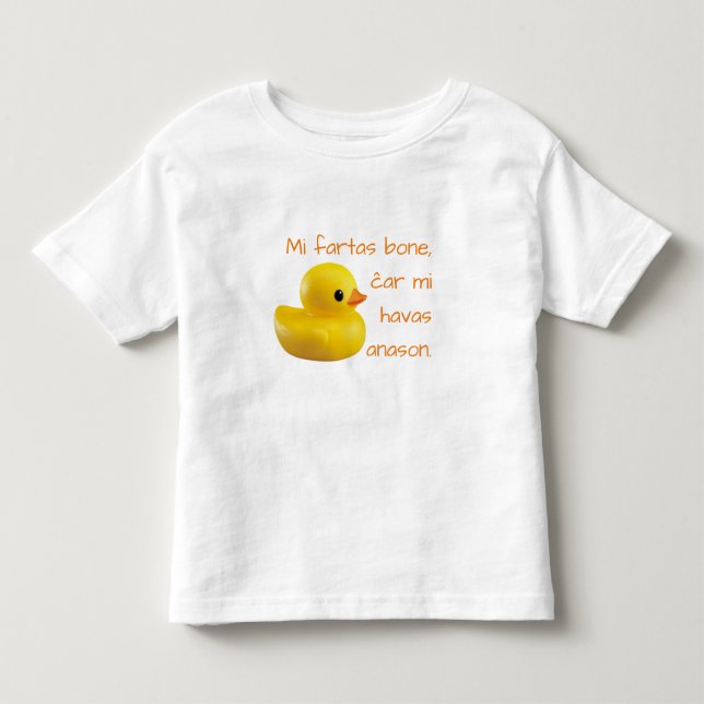 Camiseta De Bebé Esperanto: Mi fartas bone, mi havas anason. (Anverso)