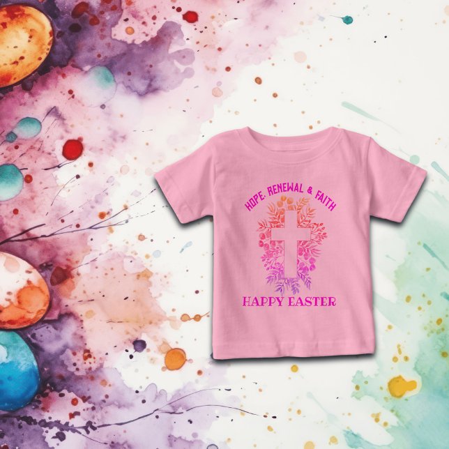 Camiseta De Bebé Esperanza, renovación y fe Feliz Pascua | (Subido por el creador)