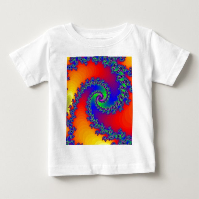 Camiseta De Bebé Espiral fractal colorida: (Anverso)