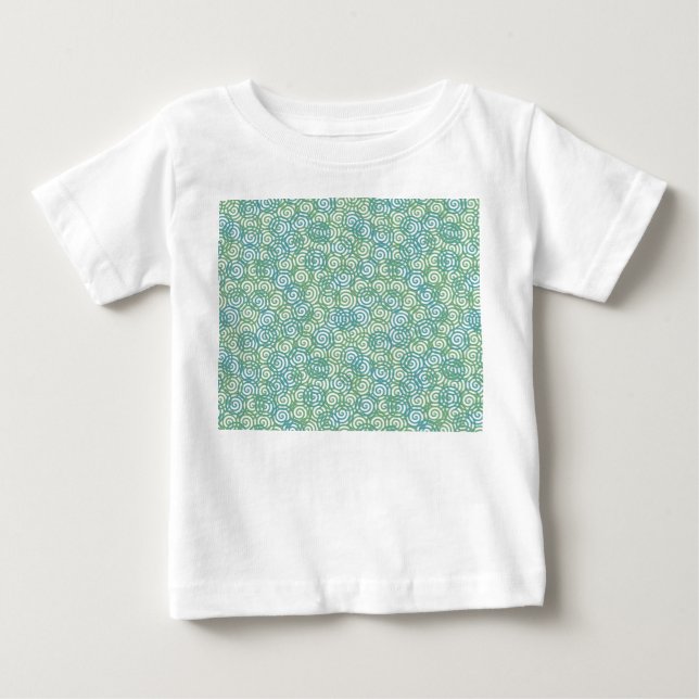 Camiseta De Bebé Espirales verdes azules (Anverso)