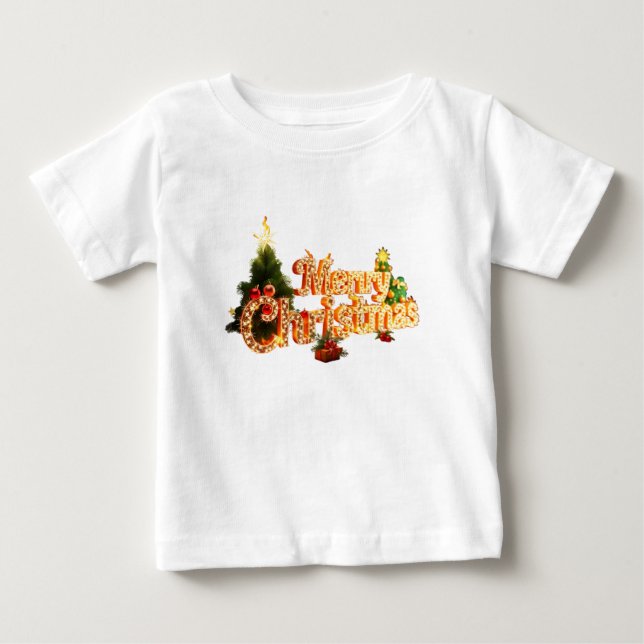 Camiseta De Bebé Espuma de Navidades dorados - Árbol festivo (Anverso)
