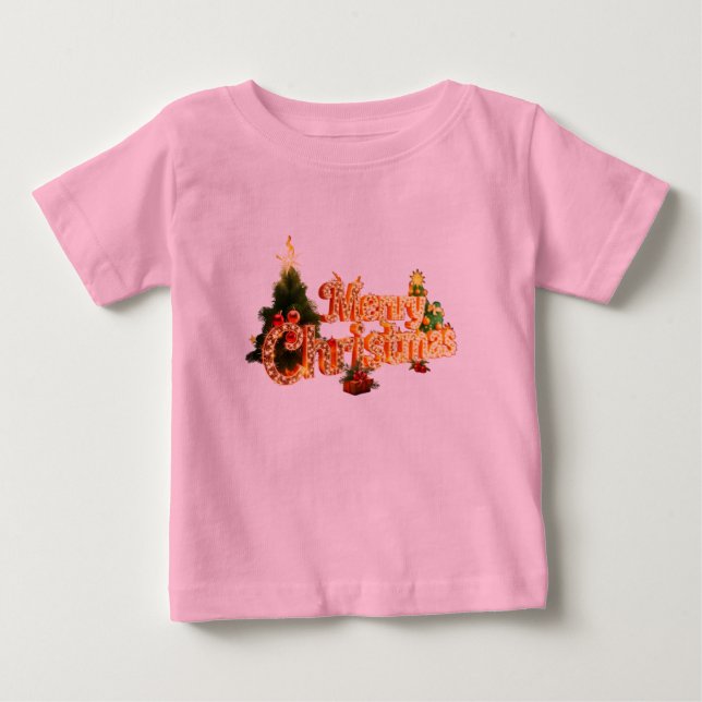 Camiseta De Bebé Espuma de Navidades dorados - Árbol festivo (Anverso)