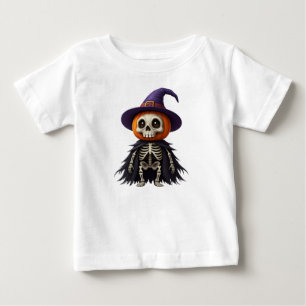 Camiseta De Bebé Esqueleto con cabeza de calabaza de bruja