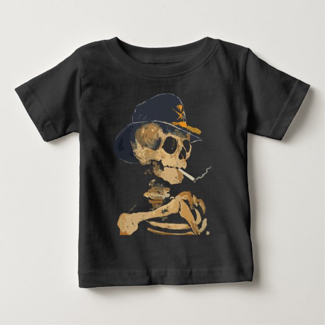 Camiseta De Bebé Esqueleto de Vaquero Fumando (Anverso)