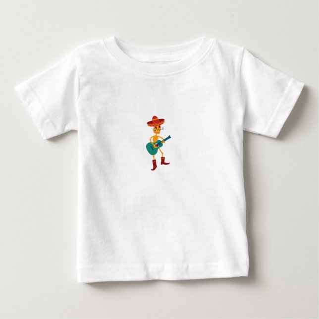 Camiseta De Bebé Esqueleto Festivo Tocando Guitarra (Anverso)