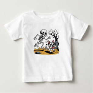 Camiseta De Bebé Esqueleto vs Bulldog Francés – Persecución diverti