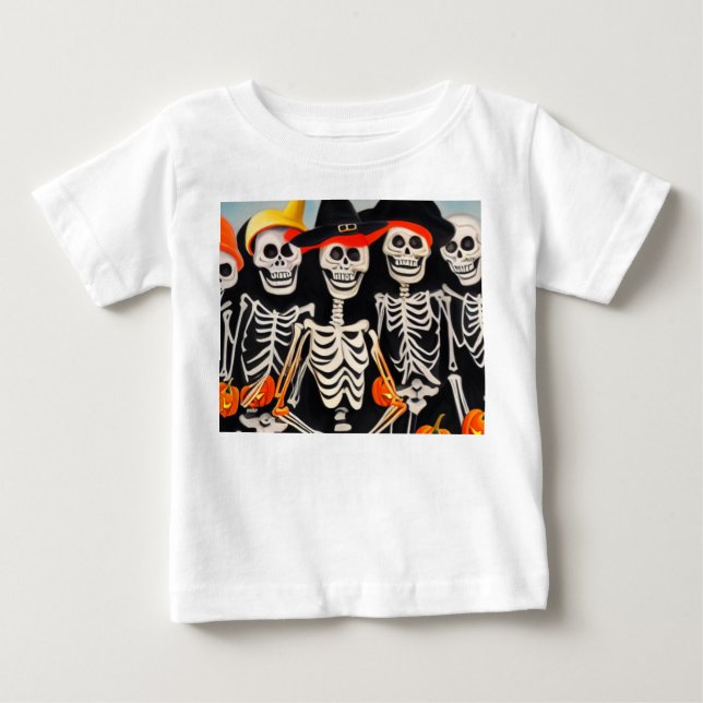 Camiseta De Bebé Esqueletos de Halloween (Anverso)