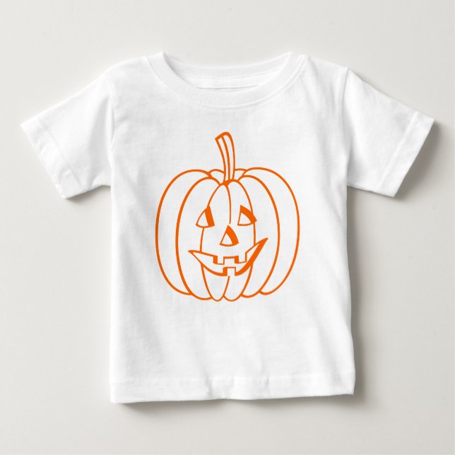 Camiseta De Bebé Esquema de calabaza de Halloween para el naranja J (Anverso)