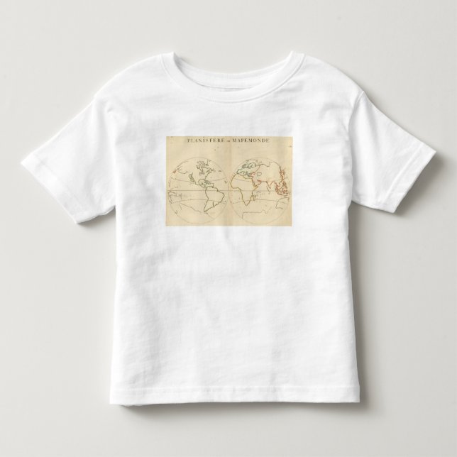 Camiseta De Bebé Esquema del mapa del mundo (Anverso)