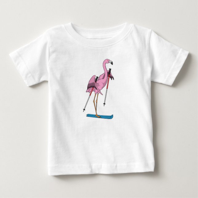 Camiseta De Bebé Esquí de Flamingo (Anverso)