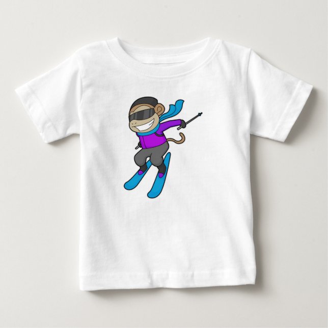 Camiseta De Bebé Esquí Monkey Skier (Anverso)