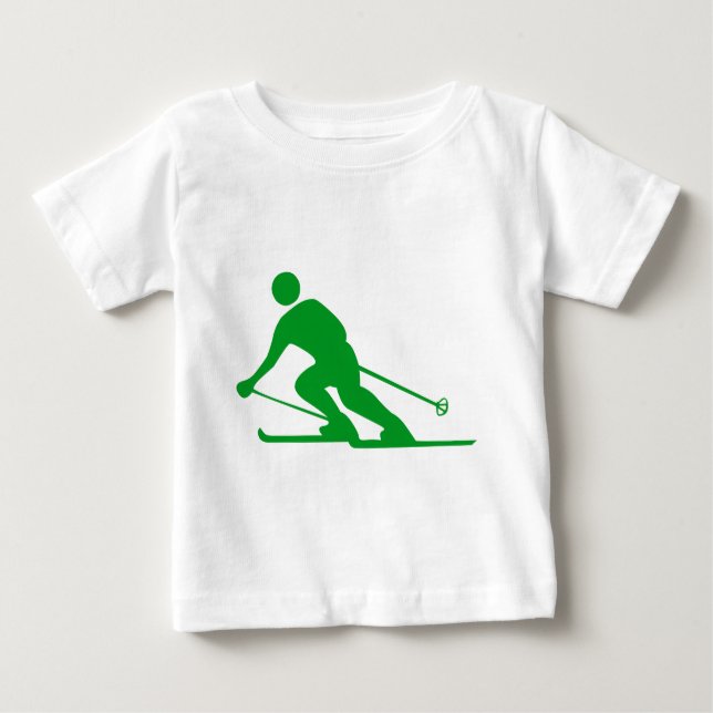 Camiseta De Bebé Esquí - Verde de hierba (Anverso)