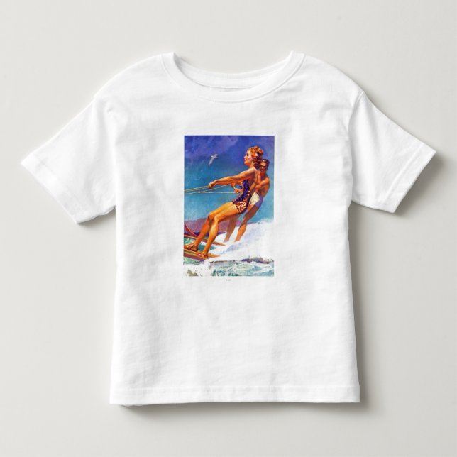 Camiseta De Bebé Esquiador de agua por McClelland Barclay (Anverso)