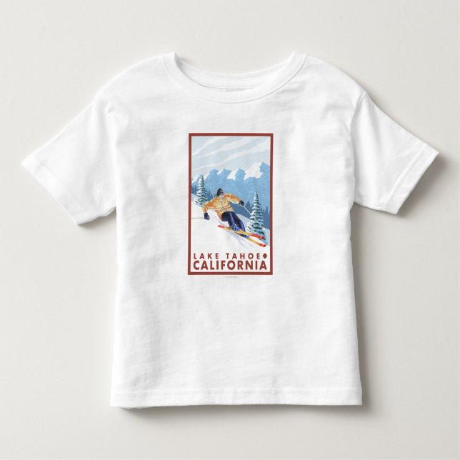 Camiseta De Bebé Esquiador de la nieve de Downhhill - el lago (Anverso)