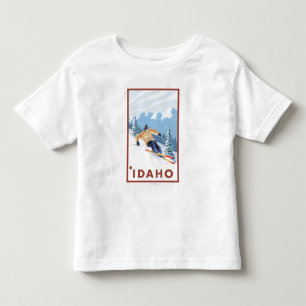 Camiseta De Bebé Esquiador de la nieve de Downhhill - Idaho