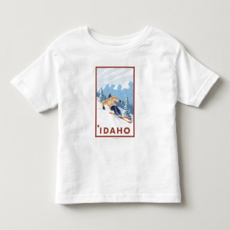 Camiseta De Bebé Esquiador de la nieve de Downhhill - Idaho