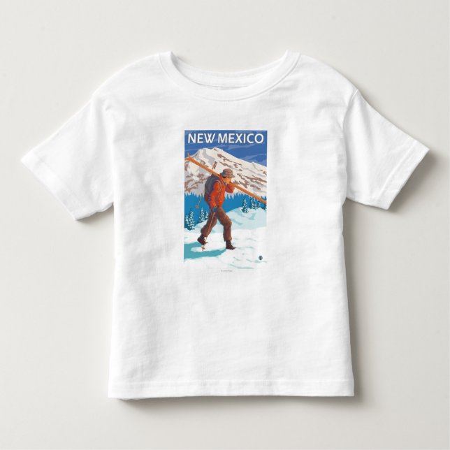 Camiseta De Bebé Esquiador que lleva SkisNew México (Anverso)