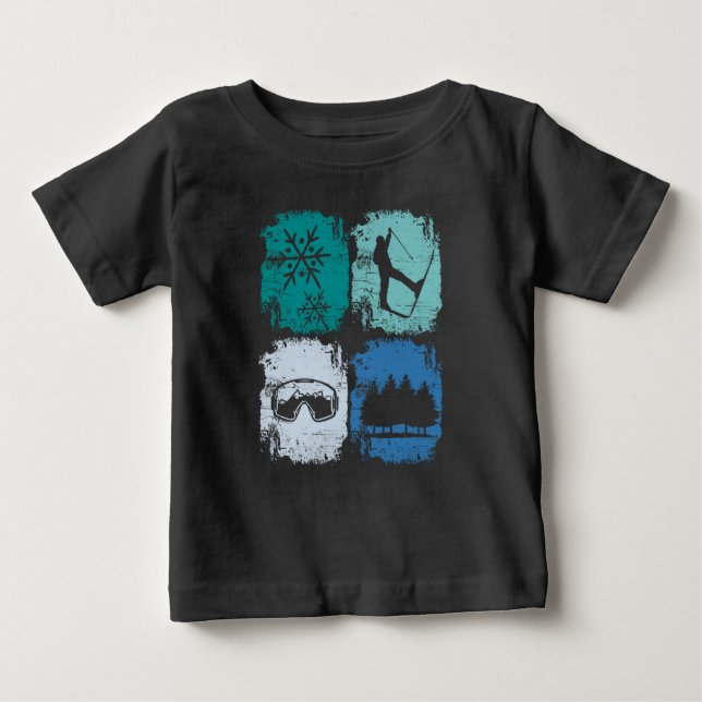 Camiseta De Bebé Esquiadores Deportes de Invierno (Anverso)