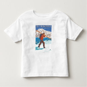 Camiseta De Bebé Esquís de la nieve del esquiador que llevan -