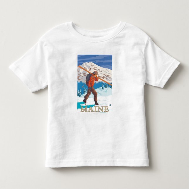 Camiseta De Bebé Esquís que llevan de MaineSkier (Anverso)