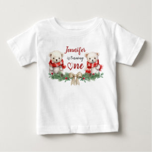 Camiseta De Bebé Está Cumpliendo Uno   Oso Navidad Cumpleaños 1