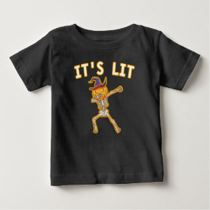 CAMISETA DE BEBÉ ESTÁ ENCENDIDO - ESQUELETO DE CALABAZA DE HALLOWEE