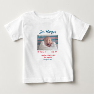 Camiseta De Bebé Estadísticas de nacimiento de bebé agregar nombre