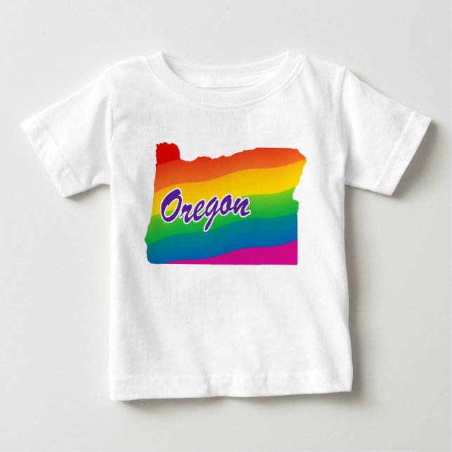 Camiseta De Bebé Estado Arcoiris De Oregón (Anverso)