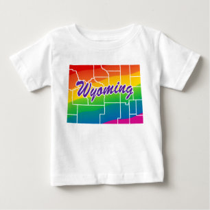 Camiseta De Bebé Estado Arcoiris De Wyoming