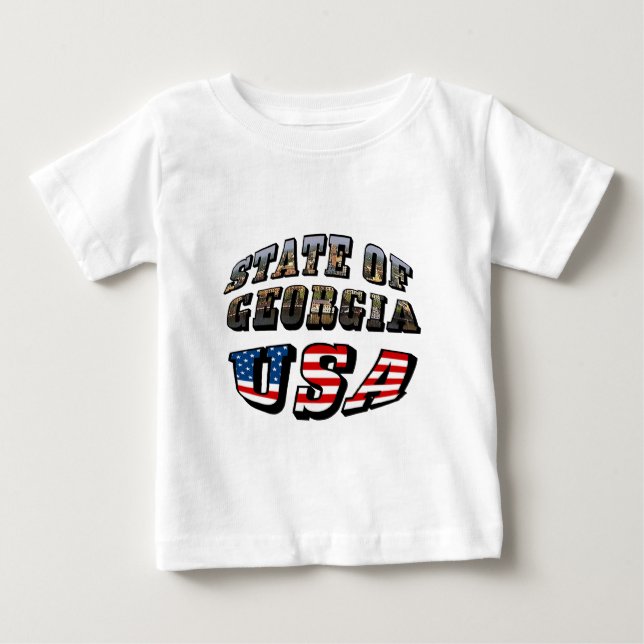 Camiseta De Bebé Estado de Georgia y Estados Unidos - Bandera Texto (Anverso)
