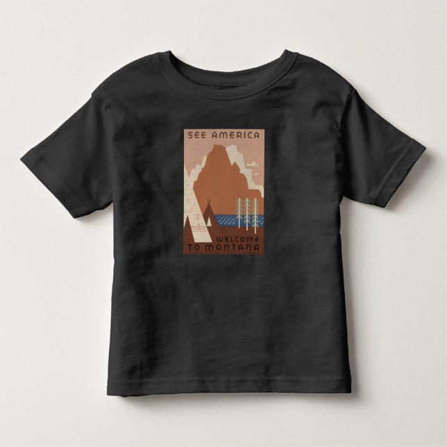Camiseta De Bebé Estado de Montana: tribus indias, montañas, prader (Anverso)